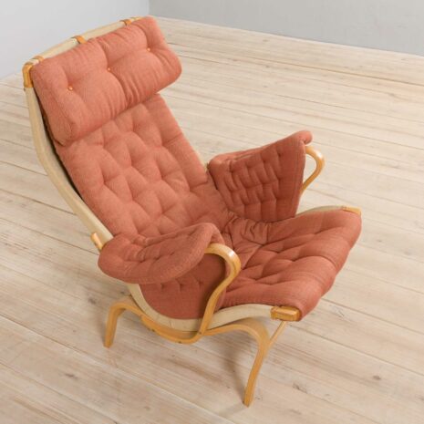 21255 Fotel wypoczynkowy Pernilla w nowej bawełnianej tapicerce, Bruno Mathsson-14 Pernilla lounge chair in new cotton upholstery Bruno Mathsson scaled
