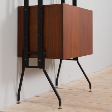 21265 Système d'étagères à poser en teck à l'italienne, à une travée, unité murale-10 Italian free standing one bay teak shelving system wall unit scaled