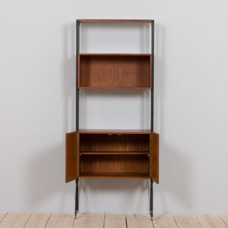 21265 Système d'étagères à l'italienne en teck à une travée, autoportant, unité murale-5 Italian free standing one bay teak shelving system wall unit scaled