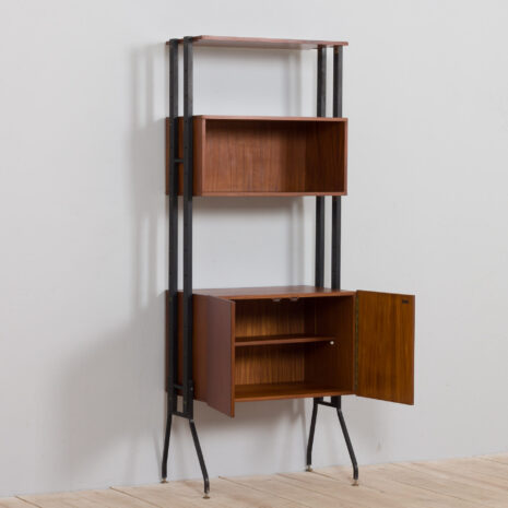 21265 Système d'étagères à l'italienne en teck à une travée, autoportant, unité murale-7 Italian free standing one bay teak shelving system wall unit scaled