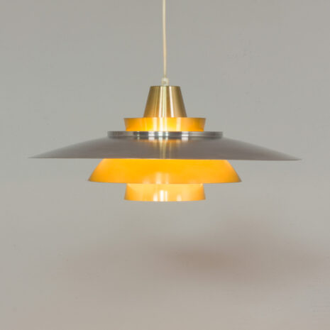 21266 Vintage duńska lampa wisząca z mosiądzu i aluminium 1960s-7 Vintage duńska lampa wisząca z mosiądzu i aluminium w skali s