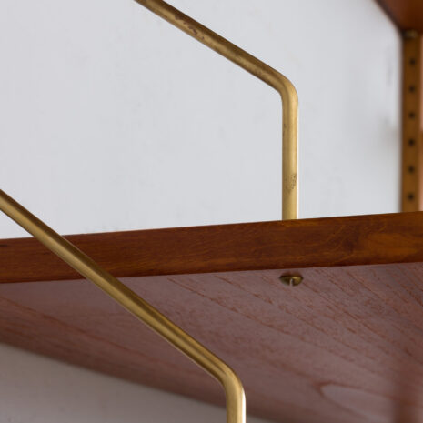 21079 Teak Wall Unit with a Bar Cabinet, Tambour doors cabinet and a chest of drawers and 7 shelves by Thygesen _ Sørensen for Hansen and Guldborg, 1960s-21 Teak Wall Unit with a Bar Cabinet Tambour doors cabinet and a chest of drawers and shelves by Thygesen Sorensen for Hansen and Guldborg s scaled