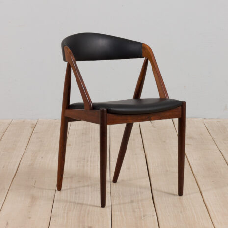 Kai Kristiansen rosewood desk chair  in reupholstered in soft black leather Denmark s  scaled