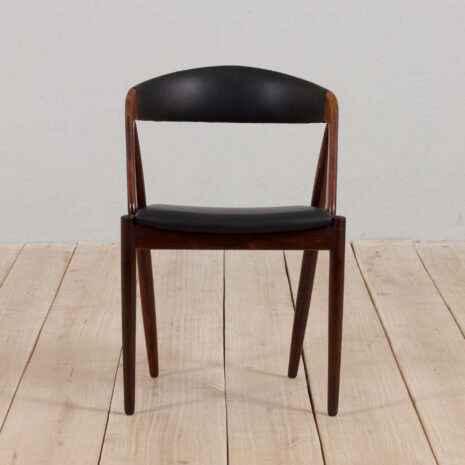 21236 Kai Kristiansen rosewood desk chair 31 in reupholstered in soft black leather, Denmark, 60s-2 Kai Kristiansen rosewood desk chair in reupholstered in soft black leather Denmark s scaled