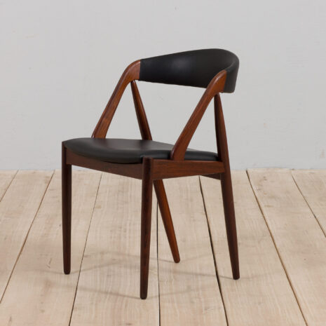 21236 Kai Kristiansen rosewood desk chair 31 in reupholstered in soft black leather, Denmark, 60s-3 Kai Kristiansen rosewood desk chair in reupholstered in soft black leather Denmark s scaled