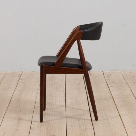 21236 Kai Kristiansen rosewood desk chair 31 in reupholstered in soft black leather, Denmark, 60s-4 Kai Kristiansen rosewood desk chair in reupholstered in soft black leather Denmark s scaled