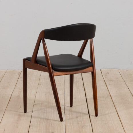 21236 Kai Kristiansen rosewood desk chair 31 in reupholstered in soft black leather, Denmark, 60s-5 Kai Kristiansen rosewood desk chair in reupholstered in soft black leather Denmark s scaled