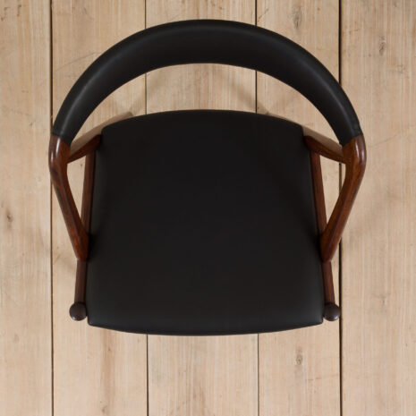 21236 Kai Kristiansen rosewood desk chair 31 in reupholstered in soft black leather, Denmark, 60s-8 Kai Kristiansen rosewood desk chair in reupholstered in soft black leather Denmark s scaled