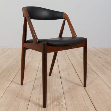21236 Kai Kristiansen rosewood desk chair 31 in reupholstered in soft black leather, Denmark, 60s-9 Kai Kristiansen rosewood desk chair in reupholstered in soft black leather Denmark s scaled