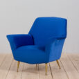 Italian vintage mid century modern blue velvet armchair in the style of Gigi Radice s  scaled