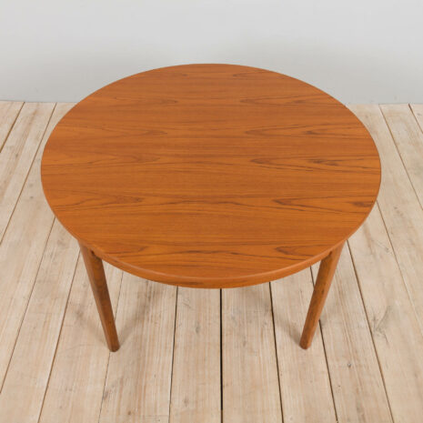 21259 Duński okrągły stół przedłużający z drewna tekowego z ukrytymi liśćmi, lata 60-13 Mid century Danish Round teak extension table with hidden leaves s scaled