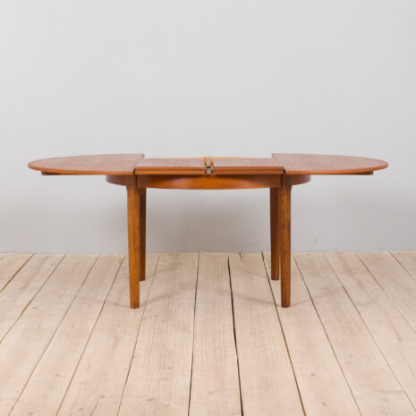 21259 Duński okrągły stół przedłużający z drewna tekowego z ukrytymi liśćmi, lata 60-te-3 Mid century Danish Round teak extension table with hidden leaves s scaled