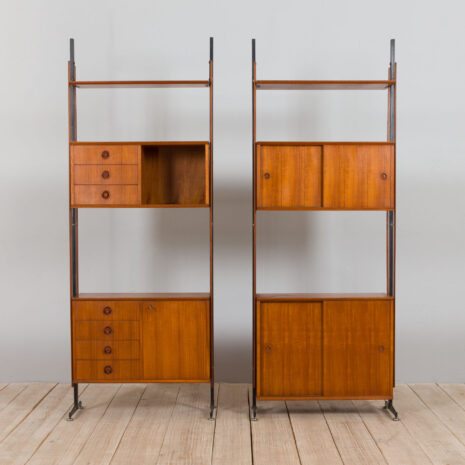 21264 Itailan mid century free standing teak wall unit with brass details, 1960s-1 Itailan mid century free standing teak wall unit with brass details s scaled