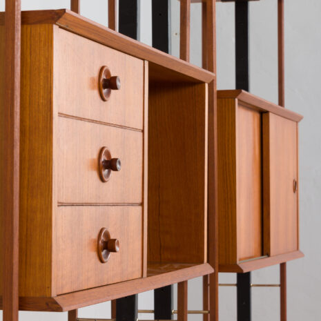 21264 Itailan mid century free standing teak wall unit with brass details, 1960s-10 Itailan mid century free standing teak wall unit with brass details s scaled