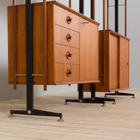 21264 Itailan mid century free standing teak wall unit with brass details, 1960s-11 Itailan mid century free standing teak wall unit with brass details s scaled