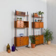 Itailan mid century free standing teak wall unit with brass details s scaled