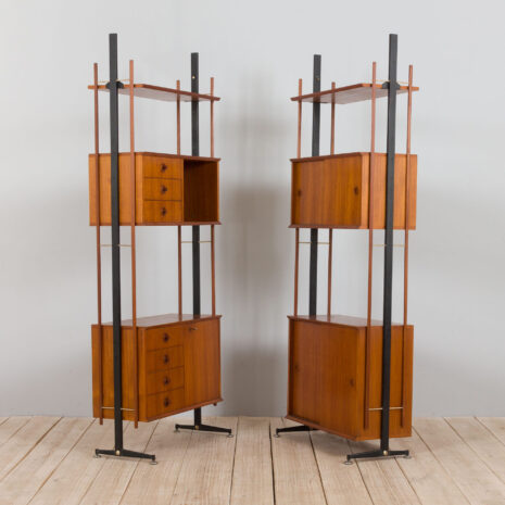 21264 Itailan mid century free standing teak wall unit with brass details, 1960s-4 Itailan mid century free standing teak wall unit with brass details s scaled