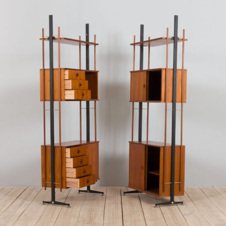 21264 Itailan mid century free standing teak wall unit with brass details, 1960s-5 Itailan mid century free standing teak wall unit with brass details s scaled