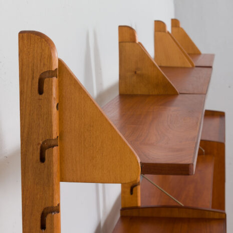 21268 Three bay Teak Ergo Modular Wall Unit with 6 cabinets by John Texmon for Blindheim Møbelfabrikk, 1970s-12 Three bay Teak Ergo Modular Wall Unit with cabinets by John Texmon for Blindheim Mobelfabrikk s scaled