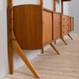 Three bay Teak Ergo Modular Wall Unit with cabinets by John Texmon for Blindheim Mobelfabrikk s scaled