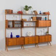 Three bay Teak Ergo Modular Wall Unit with cabinets by John Texmon for Blindheim Mobelfabrikk s scaled