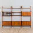 Three bay Teak Ergo Modular Wall Unit with cabinets by John Texmon for Blindheim Mobelfabrikk s scaled