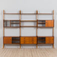 Three bay Teak Ergo Modular Wall Unit with cabinets by John Texmon for Blindheim Mobelfabrikk s scaled