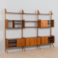 Three bay Teak Ergo Modular Wall Unit with cabinets by John Texmon for Blindheim Mobelfabrikk s scaled
