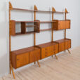 Three bay Teak Ergo Modular Wall Unit with cabinets by John Texmon for Blindheim Mobelfabrikk s scaled