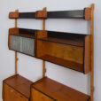 Two bay Teak Ergo Modular Wall Unit with Shelves Cabinets by John Texmon for Blindheim Mobelfabrikk s scaled