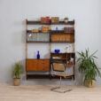Two bay Teak Ergo Modular Wall Unit with Shelves Cabinets by John Texmon for Blindheim Mobelfabrikk s scaled