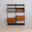 Two bay Teak Ergo Modular Wall Unit with Shelves Cabinets by John Texmon for Blindheim Mobelfabrikk s scaled