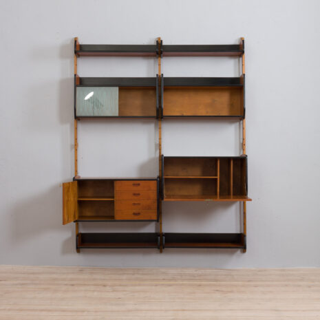 21269 Two bay Teak Ergo Modular Wall Unit with 4 Shelves _ 4 Cabinets by John Texmon for Blindheim Møbelfabrikk, 1960s-5 Two bay Teak Ergo Modular Wall Unit with Shelves Cabinets by John Texmon for Blindheim Mobelfabrikk s scaled