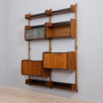Two bay Teak Ergo Modular Wall Unit with Shelves Cabinets by John Texmon for Blindheim Mobelfabrikk s scaled