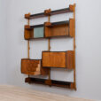 Two bay Teak Ergo Modular Wall Unit with Shelves Cabinets by John Texmon for Blindheim Mobelfabrikk s scaled