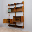 Two bay Teak Ergo Modular Wall Unit with Shelves Cabinets by John Texmon for Blindheim Mobelfabrikk s scaled