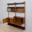Two bay Teak Ergo Modular Wall Unit with Shelves Cabinets by John Texmon for Blindheim Mobelfabrikk s scaled