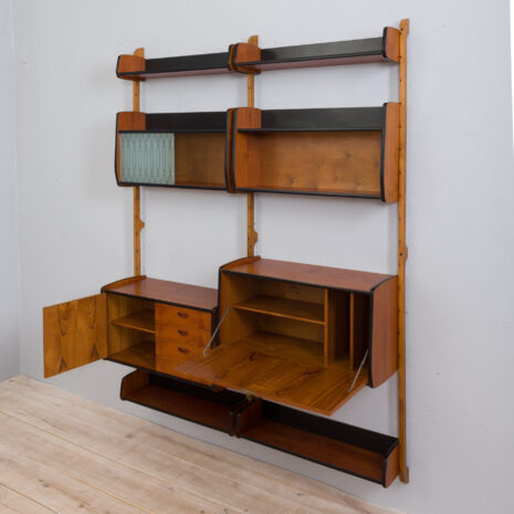 21269 Two bay Teak Ergo Modular Wall Unit with 4 Shelves _ 4 Cabinets by John Texmon for Blindheim Møbelfabrikk, 1960s-9 Two bay Teak Ergo Modular Wall Unit with Shelves Cabinets by John Texmon for Blindheim Mobelfabrikk s scaled