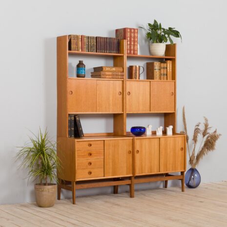Two free standing Scandinavian teak bookcase cabinets Norway s  scaled