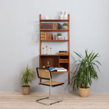 21274 Poul Cadovius wall unit with secretaire and 3 shelves -1 Poul Cadovius wall unit with secretaire and shelves scaled