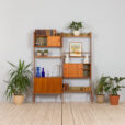 Scandinavian Ergo Wall Unit in teak with shelves and cabinets by John Texmon for Blindheim Mobelfabrikk bay vintage modular shelving system s scaled