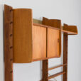 Scandinavian Ergo Wall Unit in teak with shelves and cabinets by John Texmon for Blindheim Mobelfabrikk bay vintage modular shelving system s scaled