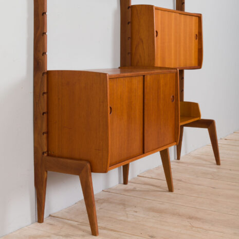 21276 Scandinavian Ergo Wall Unit in teak with 3 shelves and 3 cabinets by John Texmon for Blindheim Møbelfabrikk, 2 bay vintage modular shelving system, 1960s-11 Scandinavian Ergo Wall Unit in teak with shelves and cabinets by John Texmon for Blindheim Mobelfabrikk bay vintage modular shelving system s scaled