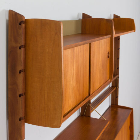 21276 Scandinavian Ergo Wall Unit in teak with 3 shelves and 3 cabinets by John Texmon for Blindheim Møbelfabrikk, 2 bay vintage modular shelving system, 1960s-17 Scandinavian Ergo Wall Unit in teak with shelves and cabinets by John Texmon for Blindheim Mobelfabrikk bay vintage modular shelving system s scaled