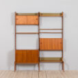 Scandinavian Ergo Wall Unit in teak with shelves and cabinets by John Texmon for Blindheim Mobelfabrikk bay vintage modular shelving system s scaled