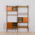 Scandinavian Ergo Wall Unit in teak with shelves and cabinets by John Texmon for Blindheim Mobelfabrikk bay vintage modular shelving system s scaled