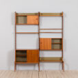 Scandinavian Ergo Wall Unit in teak with shelves and cabinets by John Texmon for Blindheim Mobelfabrikk bay vintage modular shelving system s scaled