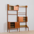 Scandinavian Ergo Wall Unit in teak with shelves and cabinets by John Texmon for Blindheim Mobelfabrikk bay vintage modular shelving system s scaled