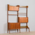 Scandinavian Ergo Wall Unit in teak with shelves and cabinets by John Texmon for Blindheim Mobelfabrikk bay vintage modular shelving system s scaled