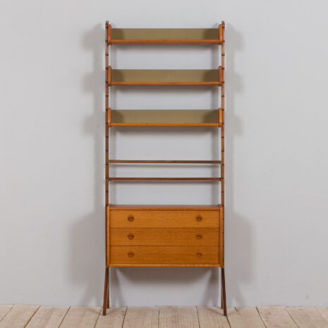 21281 Scandinavian teak Ergo wall unit with 3 shelves and one chest of drawers, Norway 1960s-3 Scandinavian teak Ergo wall unit with shelves and one chest of drawers Norway s scaled